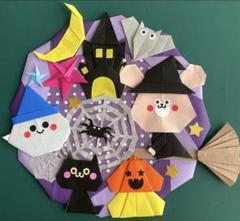 折り紙　折り紙リース　折り紙メダル　ハロウィン　グレーマールページ 折り紙 ハロウィン リース 折り方（niceno1）Origami halloween