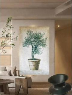 未使用フランス タペストリー リネン オリジナル 手描き 大判 壁画 壁掛け