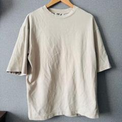 【人気】ユニクロ エアリズムコットンオーバーサイズTシャツ/5分袖 グレー