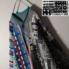KENZO ヘンリーネック ニット 左右非対称 刺繍 ノルディック XL程度