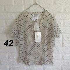 【新品】Max Mara 白タグ ドットシルクブラウス　フリルスリーブ 42