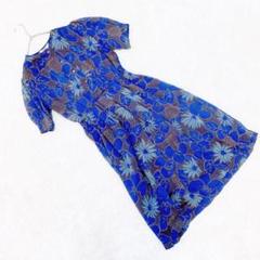 十里香 花柄 ロング ワンピース (9) 半袖 Uネック 大人綺麗 上品