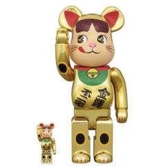 BE@RBRICK 招き猫 ペコちゃん 金運  桃金メッキ 100％ 400％ BE@RBRICK招き猫ペコちゃん金運ダブル小判金メッキ 100% & 400