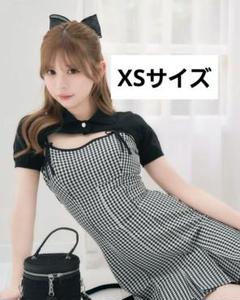 ショートボレロアンサンブルギンガムワンピ♡XS♡完売品♡ミシェルマカロン ショートボレロアンサンブルギンガムワンピ ブラック