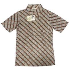 70s デッドストック　半袖　デカ襟　柄シャツ　メンズM 個性派