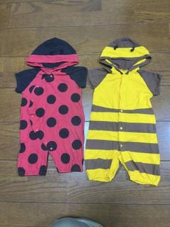 【美品】　なりきりロンパース　50-60 ハチ　てんとう虫　半袖　夏