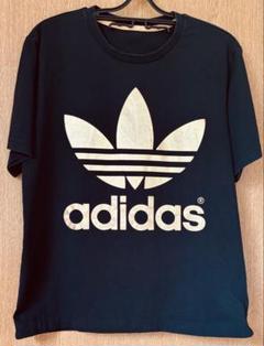 adidas 両面ビックロゴプリントTシャツ ブラック×ゴールド