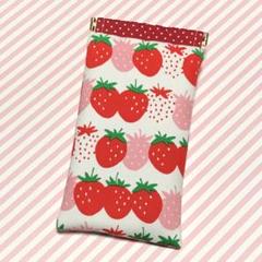 いちごボーダー♪ハンドメイド＊バネポーチ☆ペンケース＊メガネケース