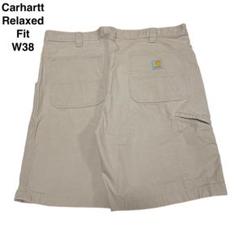 カーハートw38キャンバスワークショーツハーフパンツTANカーキベージュ古着
