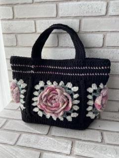 rose bag _ 編み物 バッグ 薔薇 グラニースクエア かぎ編み フラワー Making my signature rose bag 🌹 Carefully crocheted entirely