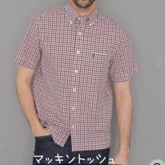 マッキントッシュ　シアサッカー 半袖ボタンダウンシャツ　M