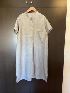 美品♪マーガレットハウエル ファインリネンシャンブレー ネイビー Ⅰ ra0 マーガレットハウエル コットンリネン 半袖 オープンカラー