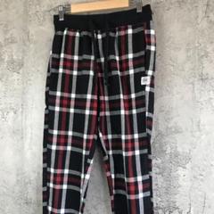 A4448古着　パジャマ　パンツ　チェック　黒　白　赤　90s Y2K