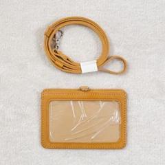 パスケース IDカード 定期入れ ネックホルダー ストラップ キャメル
