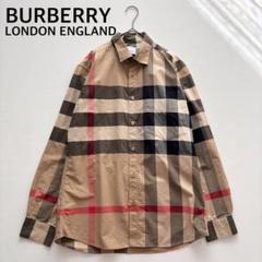 美品✨〈バーバリーロンドン〉メガチェック スキッパーコットンブラウス 美品◎バーバリーロンドン メガチェック シースルー シャツ