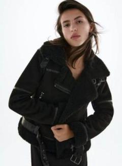 新品 未使用 ZARA ライダース ジャケット フェイク ムートン 大きいサイズ 新品 未使用 ZARA ライダース ジャケット フェイク ムートン