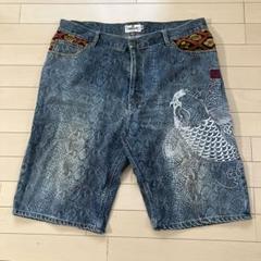 7.9 絡繰魂 カラクリダマシイ デニムショートパンツ 刺繍 和柄