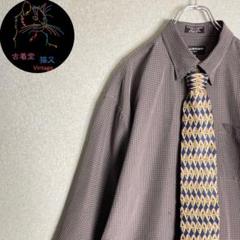 ✭ネクタイシャツ　ピンチェック　シルクネクタイ　ノームコア　黒　XL✭