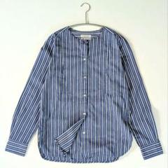 【美品】MACPHEE マカフィー　ノーカラーシャツ　ストライプ　綿100%のサムネイル