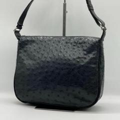 【良品】Hamano ハマノ オーストリッチ ショルダーバッグ ブラック