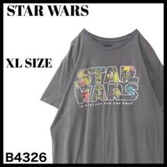 スターウォーズ キャラクター ビッグロゴ Tシャツ 映画 ムービー グレー XL