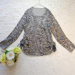 極美品 Jeune DAZUR (L) ダジュール 長袖ブラウス ラメ ゼブラ柄