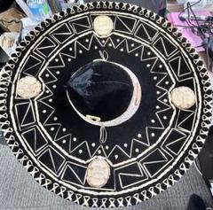 メキシカンハット　メキシコ民芸品　刺繍入り黒ハット