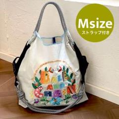刺繍 ナイロン Mサイズ ショルダーバッグ エコバッグマザーズバッグ 英字ロゴ