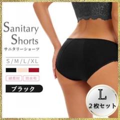 新品 吸水 防水 サニタリーショーツ 2枚セット ブラック 黒 L 生理
