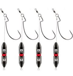 Booms Fishing TR1 テキサスリグ 釣り針付き おもり 4点セット