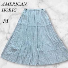 アメリカンホリック　プリーツスカート　ロング　花柄　M　ミントグリーン