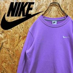 【激レアUS製】NIKE ナイキ アーチロゴ 刺繍 スウェット パープル 送料無料 ナイキ 刺繍ロゴ レアカラー ゆるだぼ00s トレーナー
