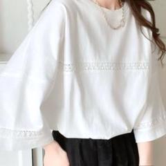 Java オーガニックコットン混 綿100％ ハシゴレースTシャツ M