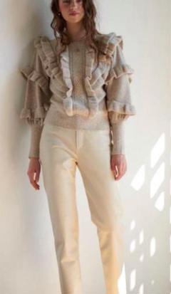 Estella.K エステラケー　パールスリーブニット　ボリューム袖 Estella.Kハイネックパール付きマトンスリーブニット
