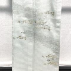 D370 夏着物　訪問着　紗　波刺繍　群鶴　正絹　未使用極美品