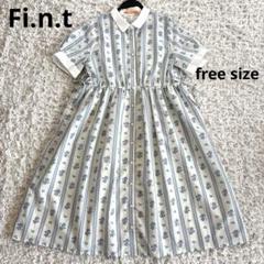 Fi.n.t フィント ストライプ花柄ドロストシャツワンピースのサムネイル