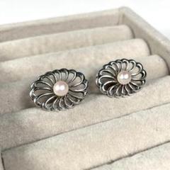 美品 90's silver製 十六花菊紋 パール カフス 下賜品?