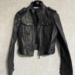 美品 Pinky&Dianne ブラックメタリックシングルライダースジャケット