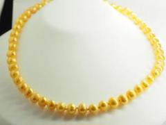 イエローカラーパールネックレス&ブレスレット&ピアス&リング　指輪セット