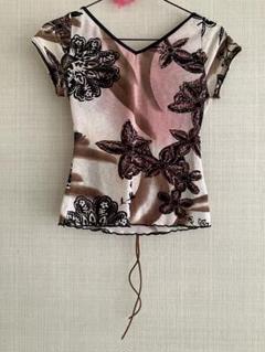 フランスparis製　花柄プリント Tシャツ ピンク ブラウンお洒落すぎる　新品