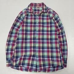 90s Vintage リネン マドラスチェック L/S シャツ アメカジ