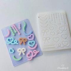 #0128シリコンモールド　デコパーツ　モコモコ　ハート　トレカケース　レジン