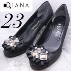 ダイアナ diana グリッター ラメ パンプス ビジュー 黒 レース