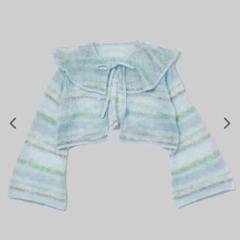 POPPY poppy ローゲージ ボーダーニット ブルー カーディガン Low gauge border knit (blue) – POPPY