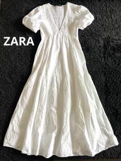 【極美品】ZARA 花柄コットン透かしロングワンピース 白 エンブロイダリー S 極美品】ZARA 花柄コットン透かしロングワンピース 白 エン