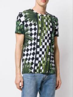 19SS ジャストカヴァリ ボタニカル チェック柄 Tシャツ 半袖