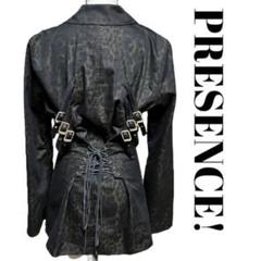 PRESECE! ジャケット　ヒョウ柄　個性的　編み上げ　ベルト　上着 PRESECE! ジャケット ヒョウ柄 個性的 編み上げ ベルト 上着