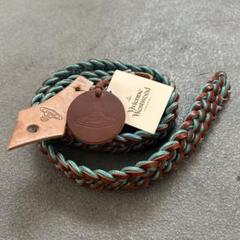 Vivienne Westwood レザー 編み込みベルト ターコイズ ブラウン Vivienne Westwood レザー 編み込みベルト ターコイズ ブラウン
