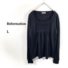 Reformation 長袖黒トップス プルオーバーL 秋 b174②
