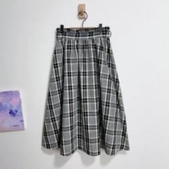 グローブ　チェック　ロングフレアスカート　黒　黄色　grove